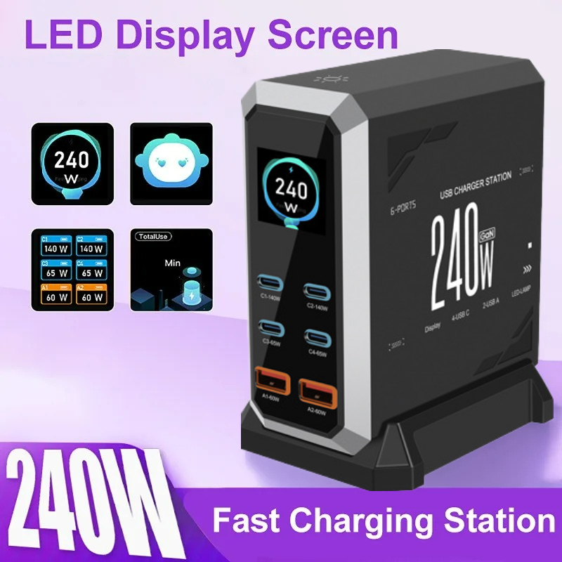 NOWA ŁADOWARKA GaN 240W 6-W-1  – Laptop Charger recenzja i cena
